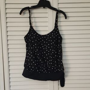Black Polka Dot Women's Swim Top